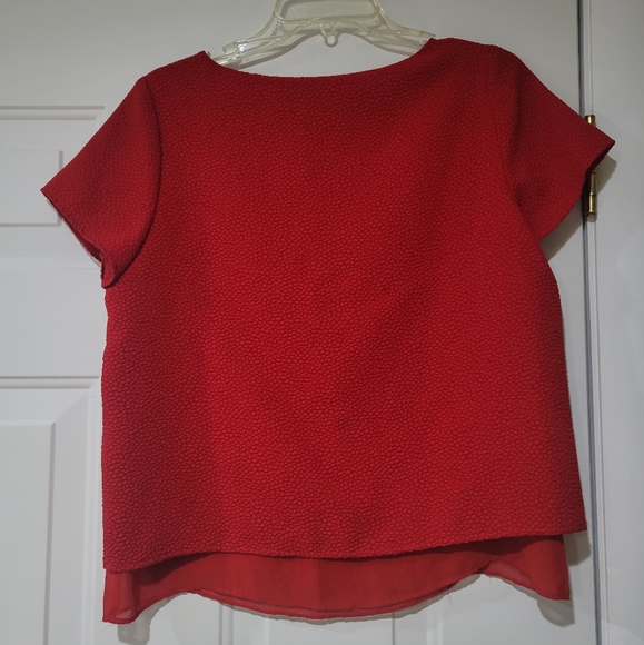 Red textured blouse - Picture 4 of 4